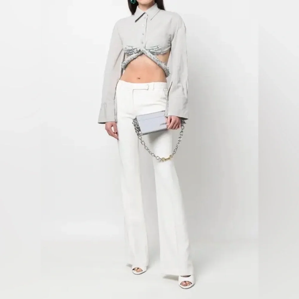 Jacquemus Stylish Powder Blue/Gray Cropped Blouse - Picture 14 of 15